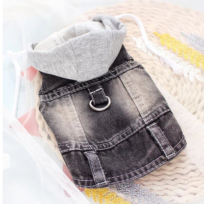 Jeans Hoodie for Small Dogs, Cats & Puppies. Sizes XS - XXL.