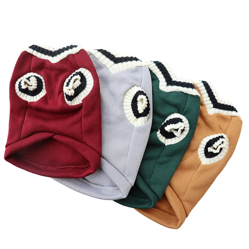 Winter Warm Dog Sweater College Style V-neck.