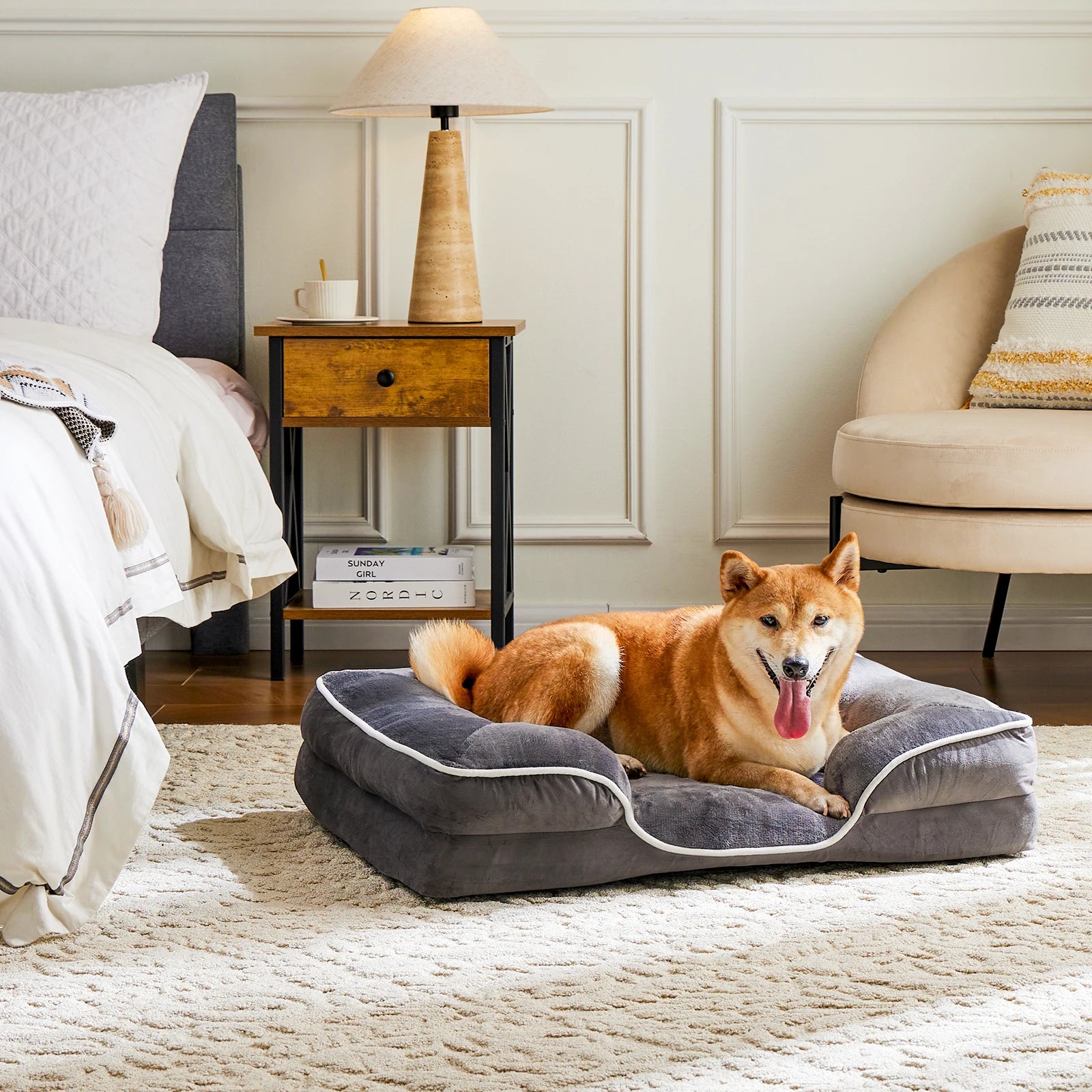 Orthopedic Dog Bed Memory Foam Pet Bed for Dogs & Cats with Washable Cover;  Non-Slip Base Waterproof Liner.