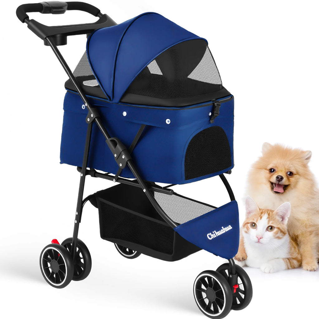 Three Wheels Pet Stroller for Puppies, Medium Dogs and Cats.