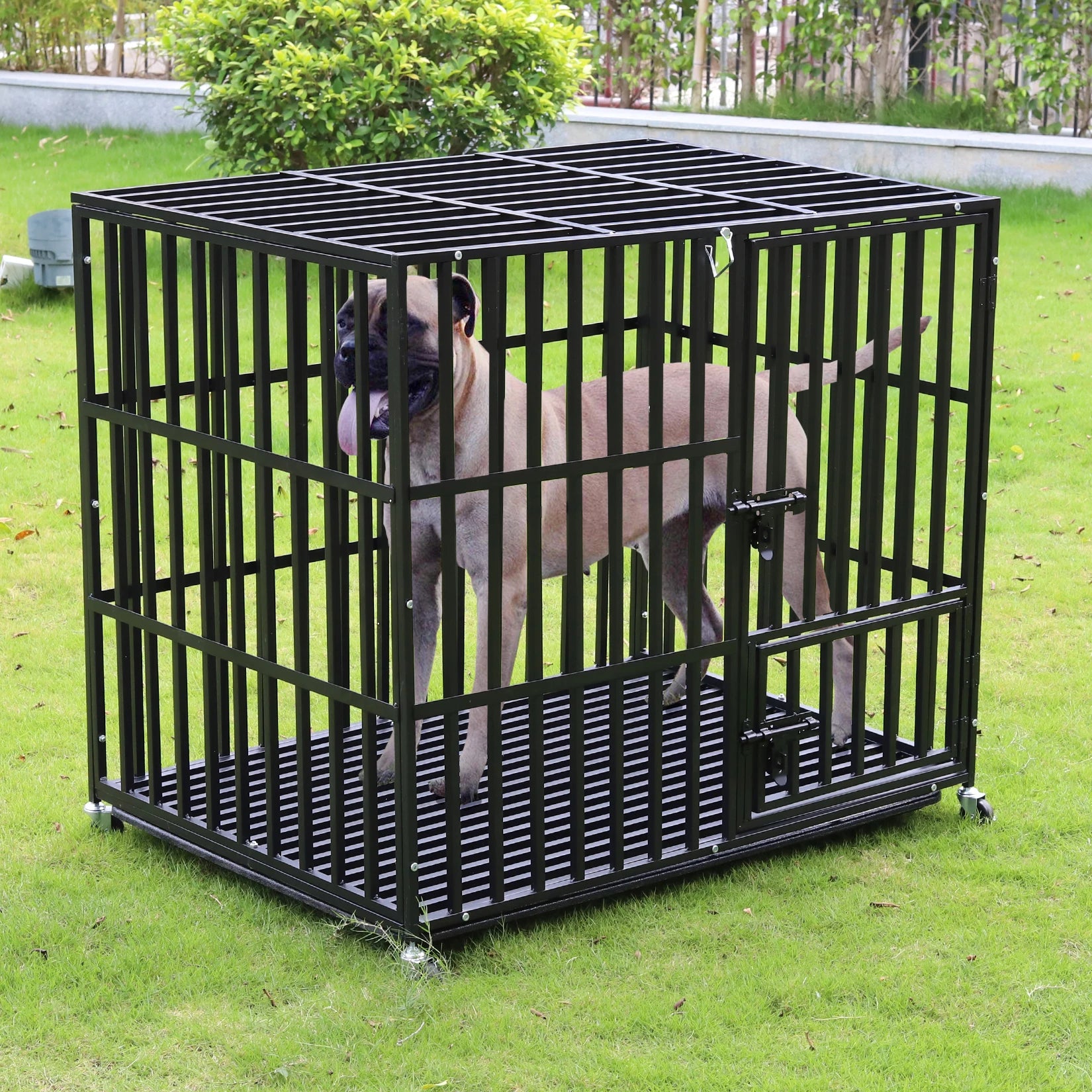 37” 42” 46” Heavy Duty Dog Cage Metal.  Pet Dog Crate 3 Doors Locks.  Kennel Playpen with 4 Wheels and Removable Tray.