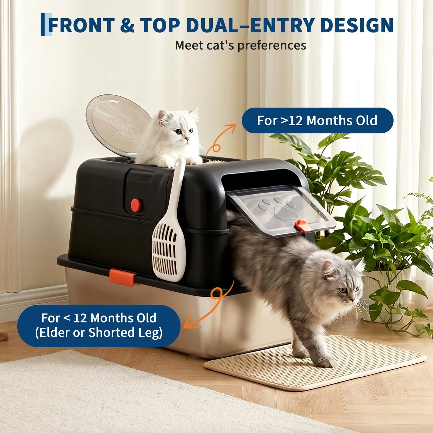 Enclosed XL Litter Box With Lid & Scoop.