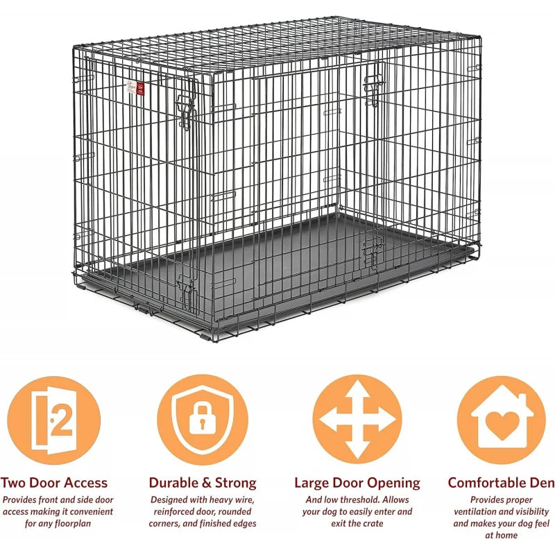 Folding Dog Crate-Large Breeds Heavy-Duty with Divider Panel.