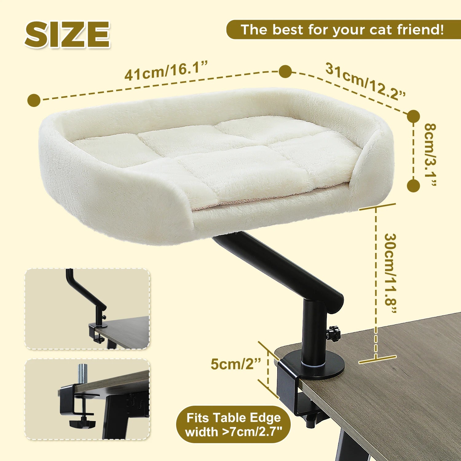 Cat Desk Bed, 360° Rotatable Cat Bed Stand for Indoor Cats.