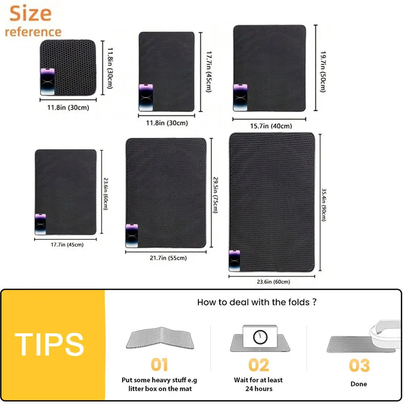 Cat Litter Mat Waterproof. Double Layer Cat Litter Mat, Trapping Pet Litter in Bottom Mat.