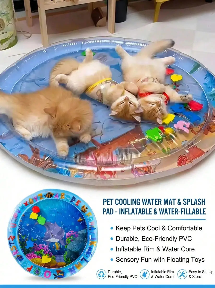 Water Filled Inflatable Round And Square Cat and Dog Water Sensory Play Mat.