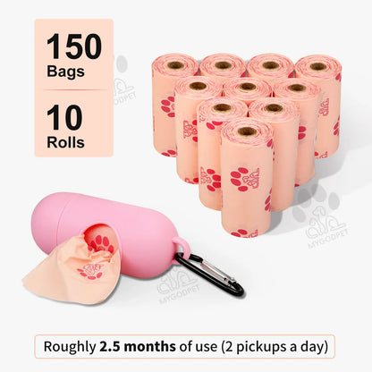 Dog Poop Bags Rolls with Dispenser 150 Count.