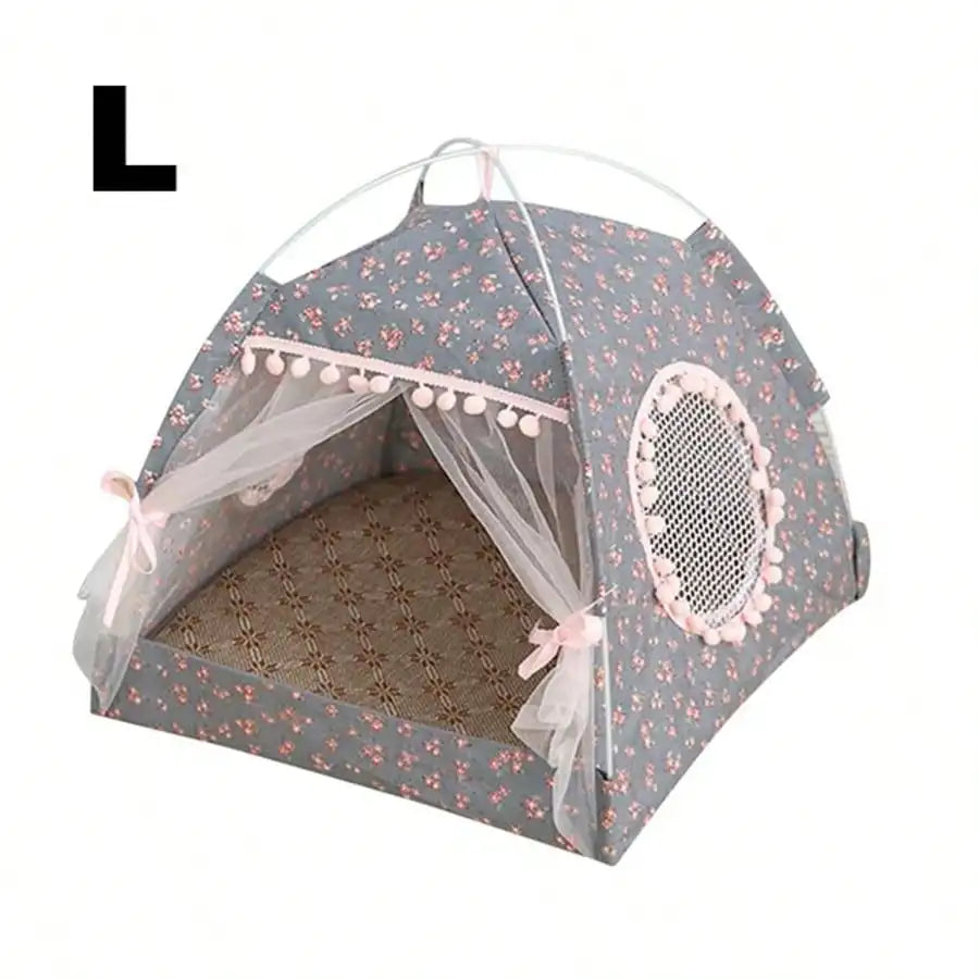 Princess Style Pet Tent Bed, Suitable For Cats and Small Dogs, Comfortable Soft Breathable Thin Cooling Sunshade Design, Machine Washable, Indoor and Outdoor Use.