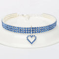 Cat and Dog Collar Three Row Elastic Rhinestone.  Pet Collars Have Decoration on Necklace.
