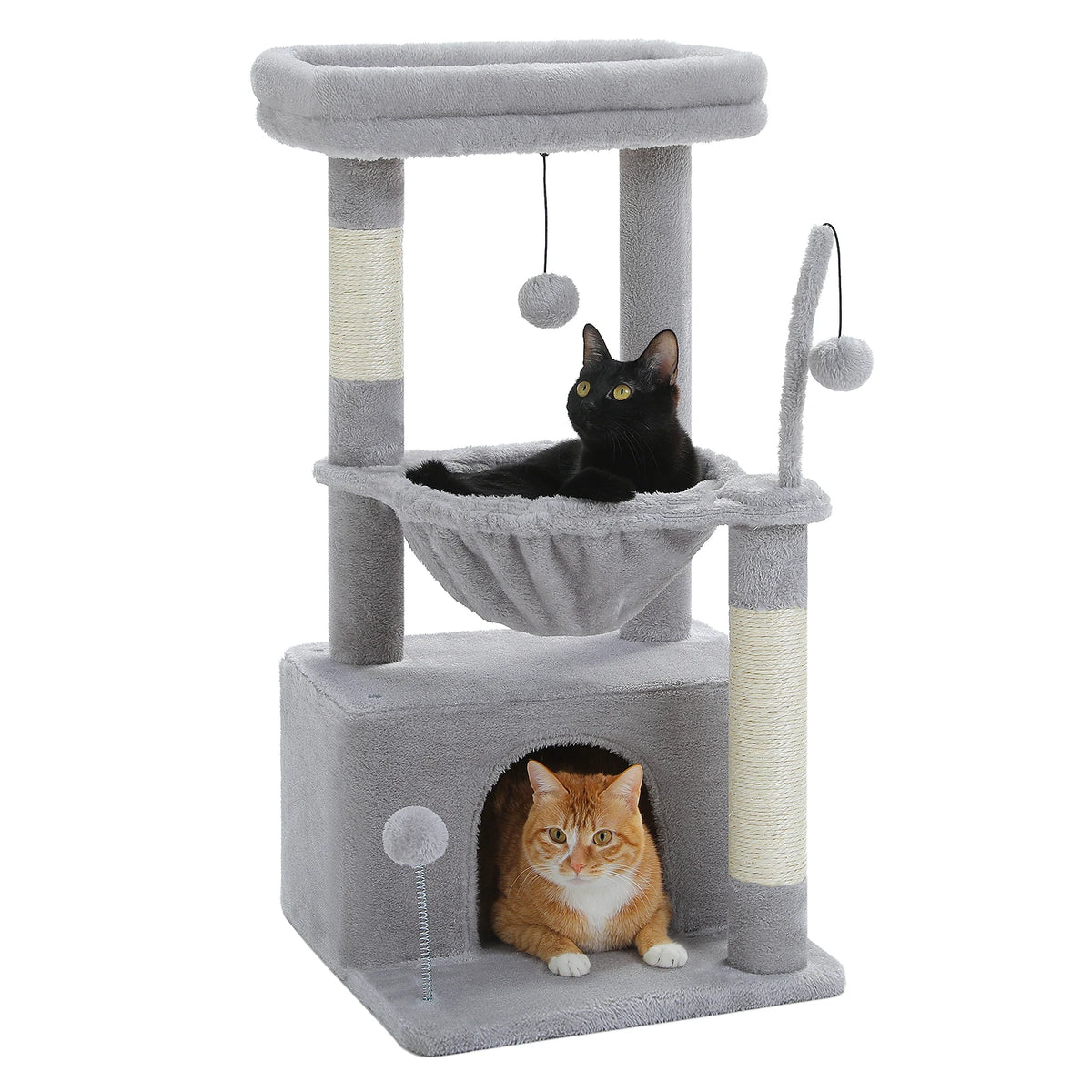 Cat Tree with Cat Condo, Scratching Post & Hammock