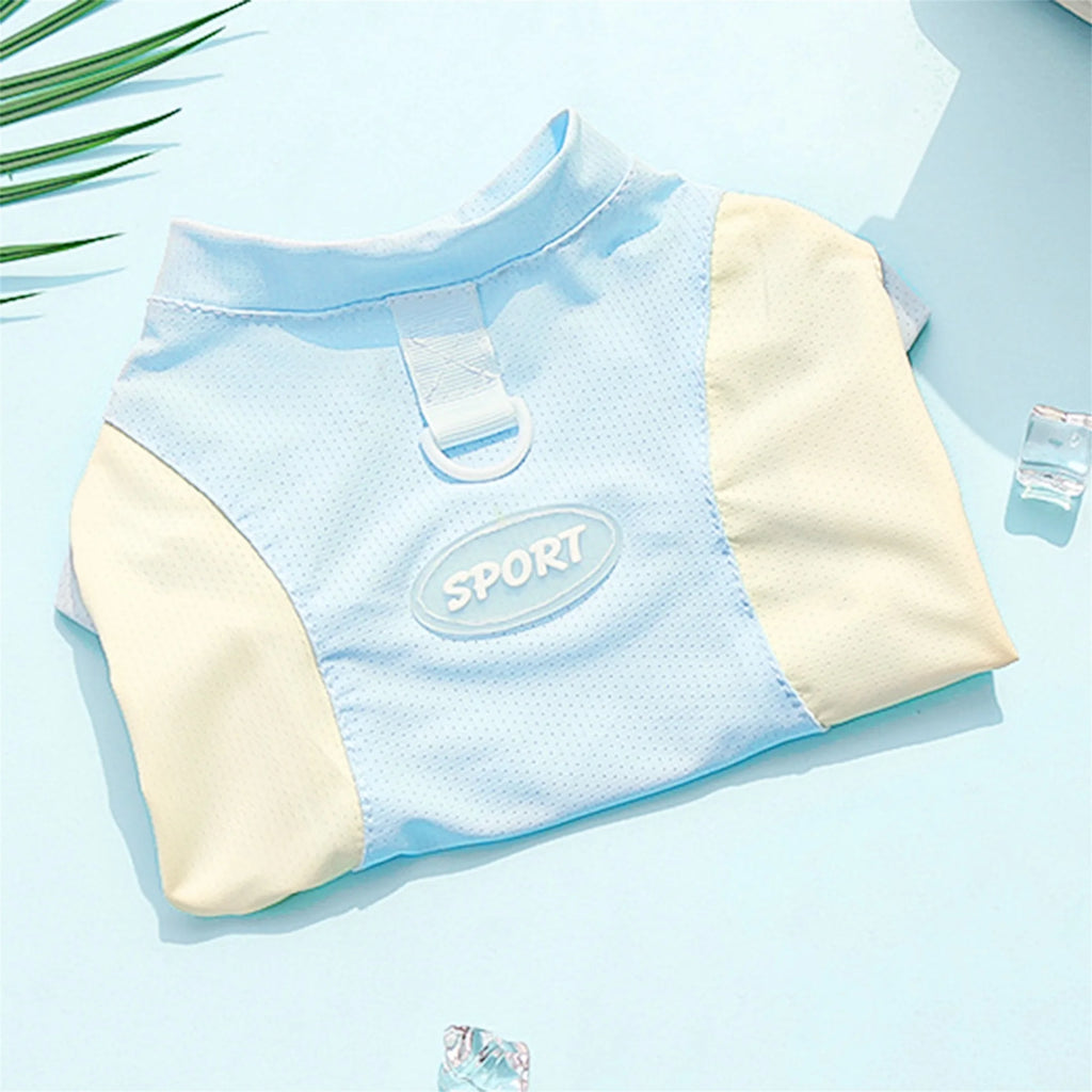 Breathable Cooling Dog T-Shirt with Ice Silk Material for Cats and Puppies - Lightweight and Soft Pet Tank Tops in Contrast.