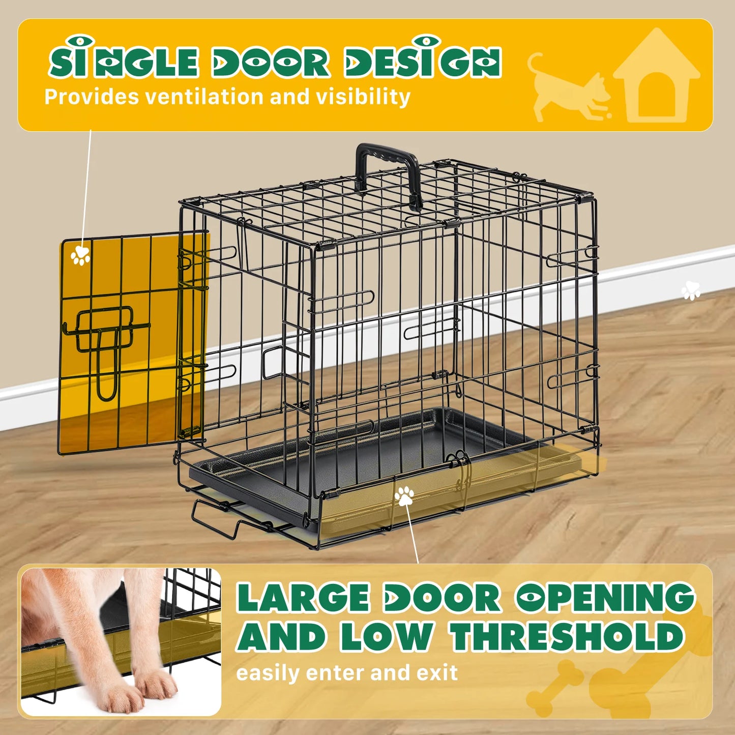 18 Inch Single Door Dog Crate Metal Pet Kennel.