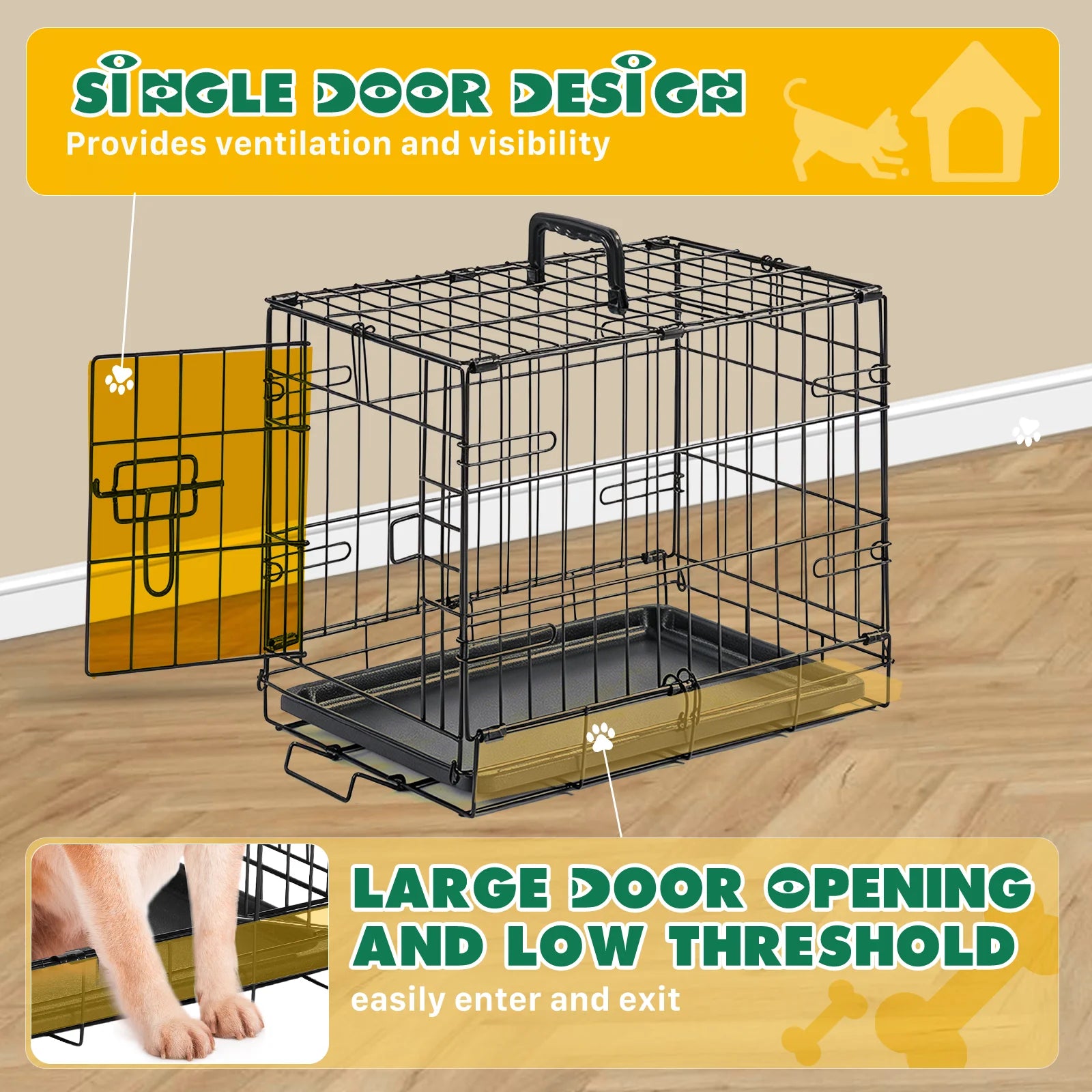 18 Inch Single Door Dog Crate Metal Pet Kennel.