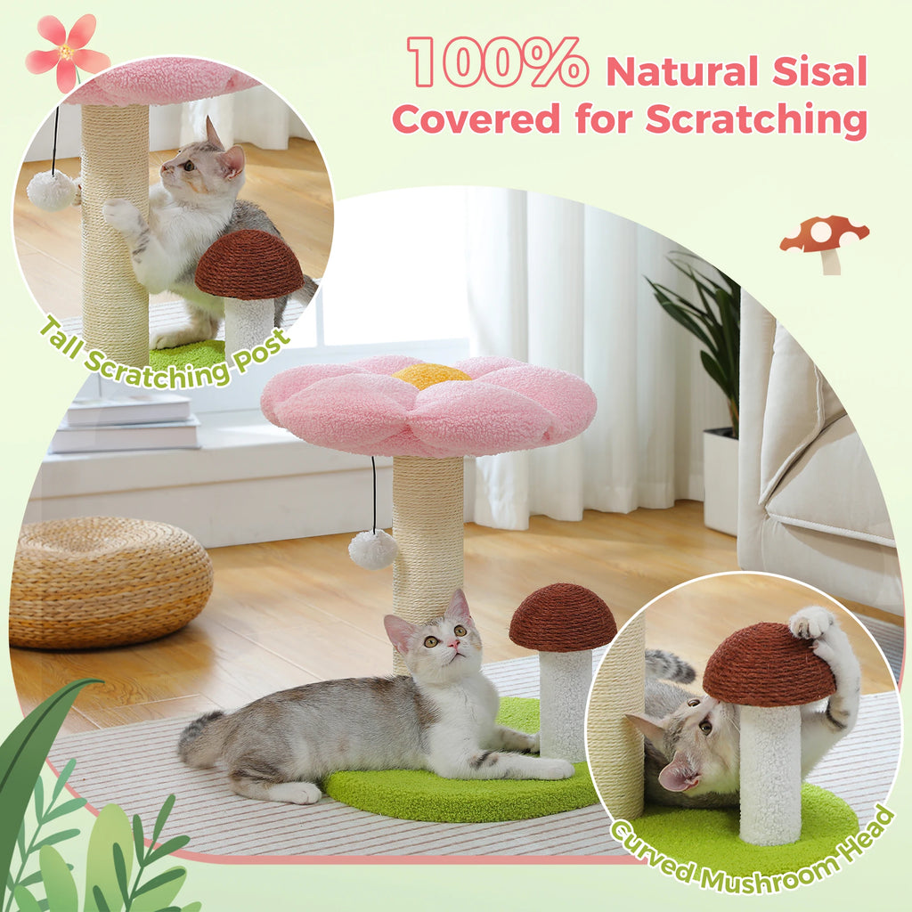 Small Cat Scratching Posts, Toy Ball, Cute Mushroom Cat Scratcher for Indoor Cat Toys.