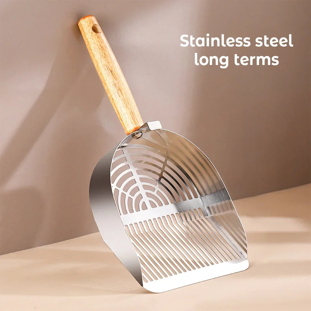 Steel Cat Litter Scoop,  Long Handle Shovel Cleaning Tool For Tofu and Litter in Litter Box.