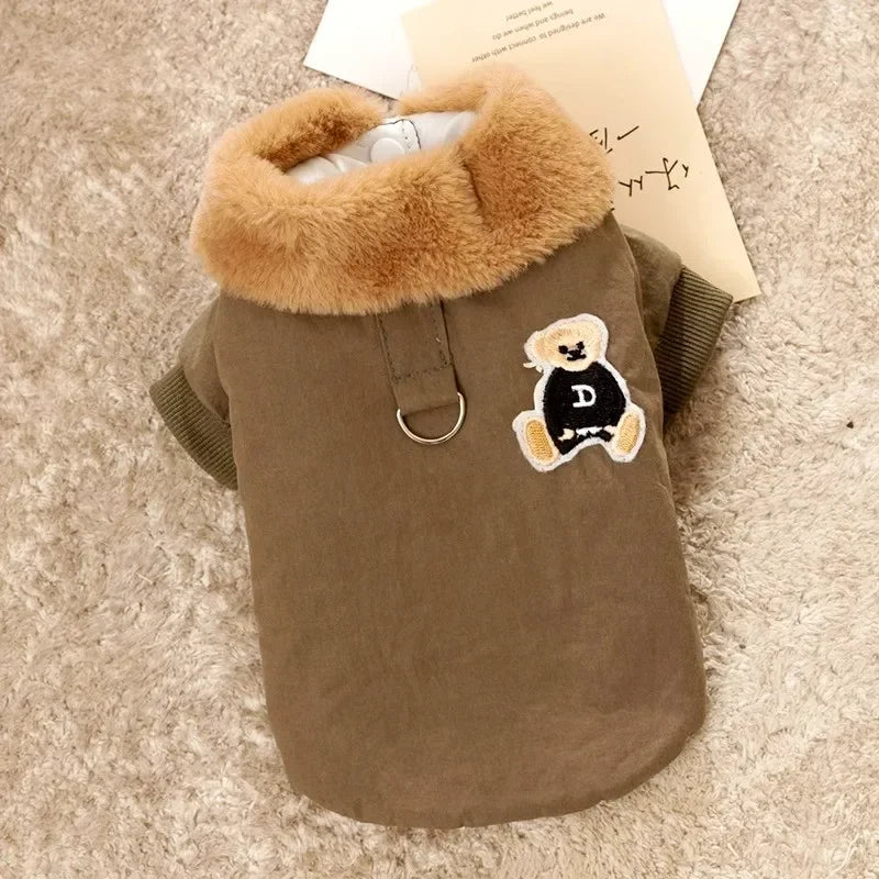Fashion Bear Print Down Jacket for Small Dogs, Puppies and Cats.