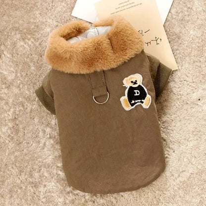 Fashion Bear Print Down Jacket for Small Dogs, Puppies and Cats.