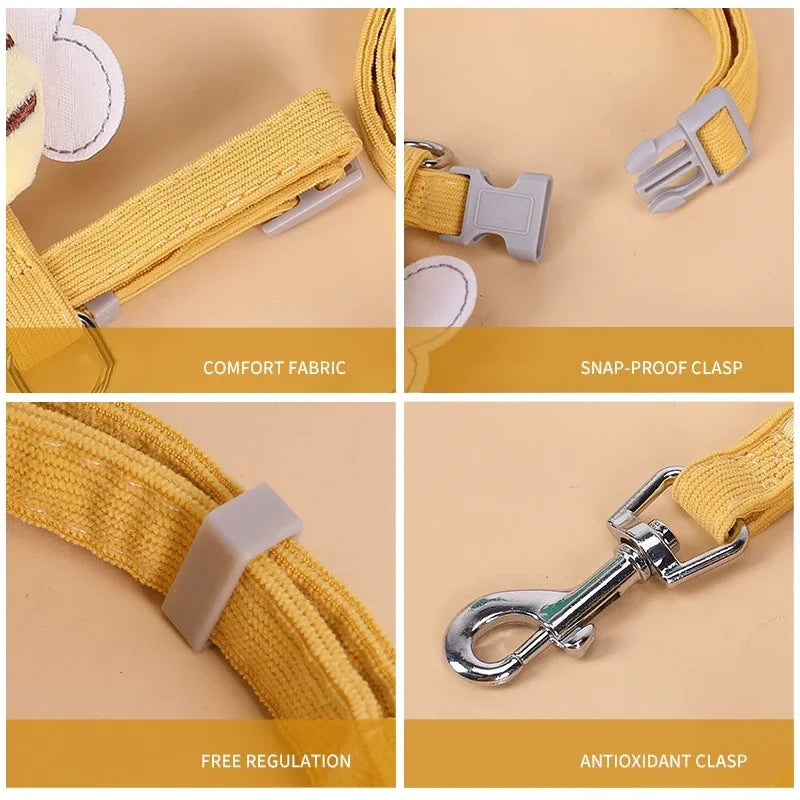 Pet Harness Leash Collar Set Cartoon Bee.