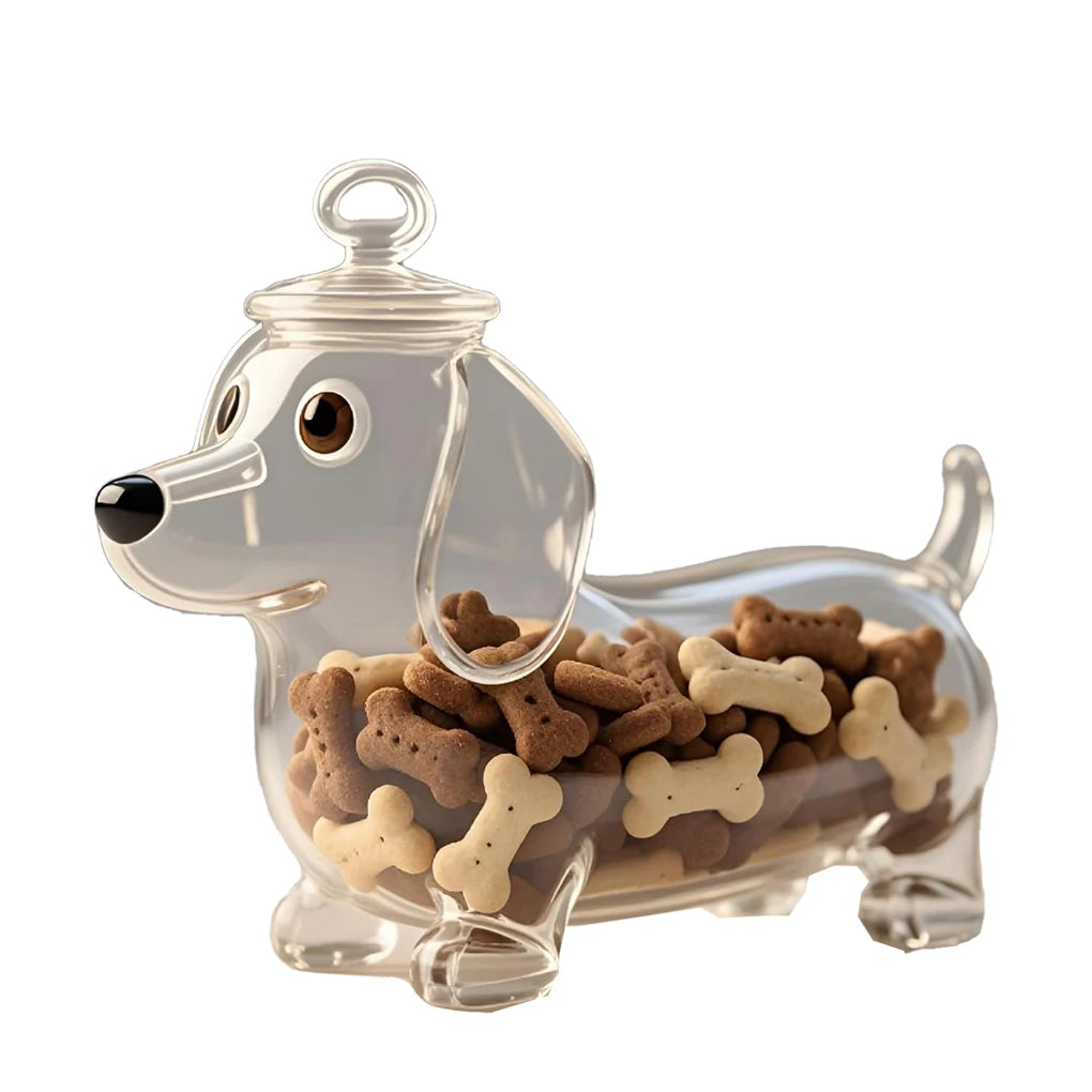 Cute Dachshund Dog Themed Glass Snack Jar Food Storage Container.  Snack Container With Lid seal Dog Treat Snack Canister.