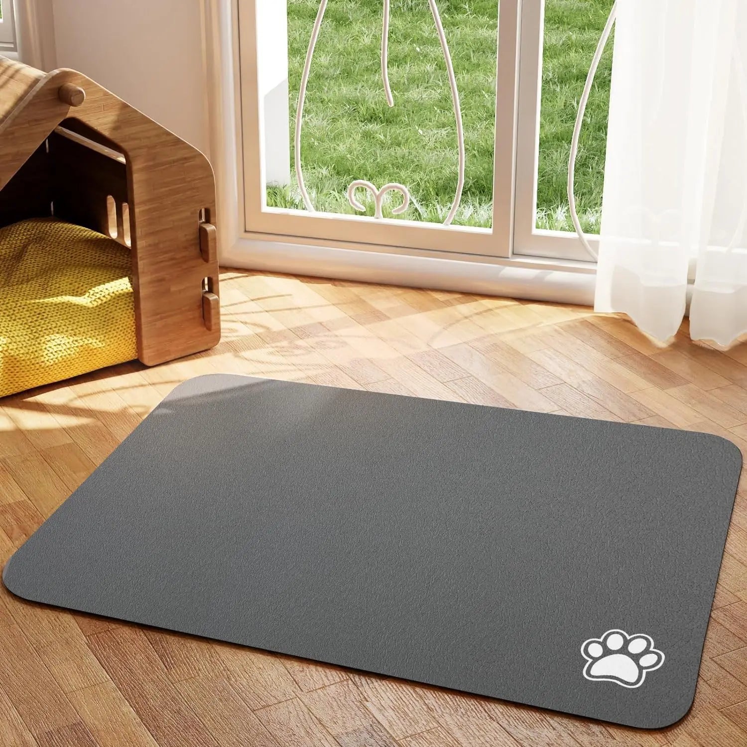 Absorbent Pet Feeding Mat for Dog and Cat Food and Water.