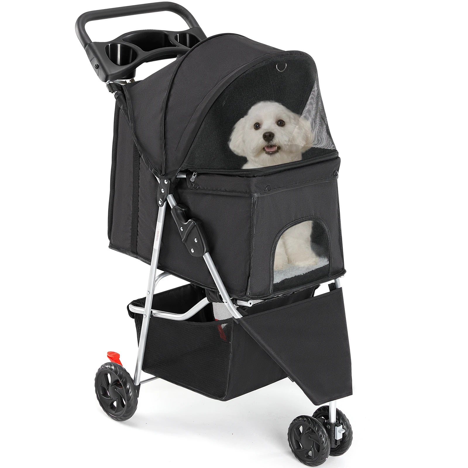 Stroller with 3 Wheels and Foldable for Small Dogs and Cats Stroller.