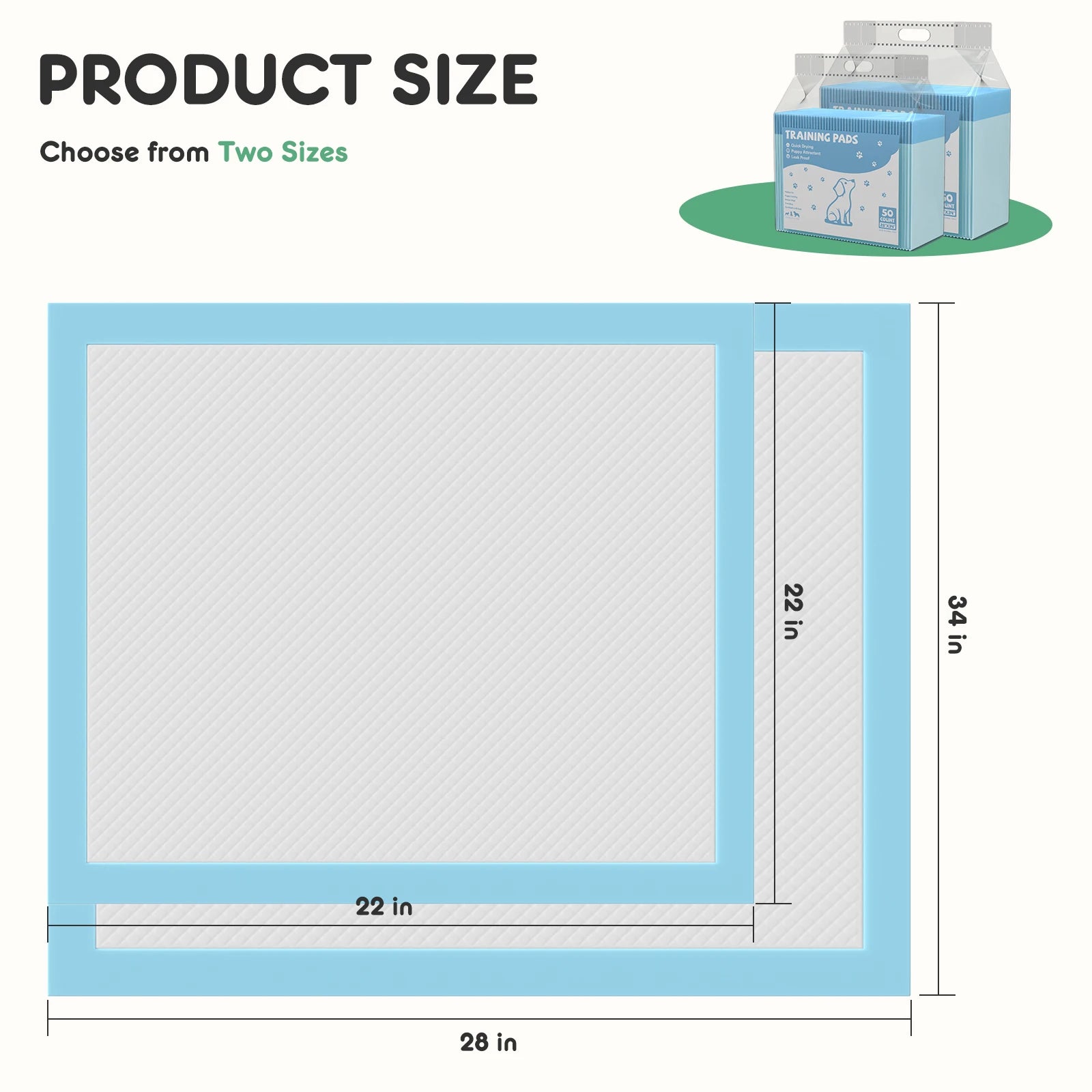 150 Count 22" x 22" Super Absorbency Disposable Leakproof Quick Drying Pee Pads for Puppies and Dogs.