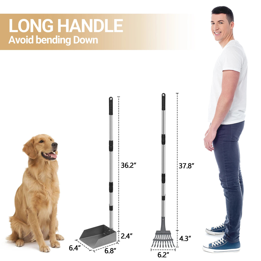 Dog Pooper Scooper, Dog Poop Tray and Rake Set.