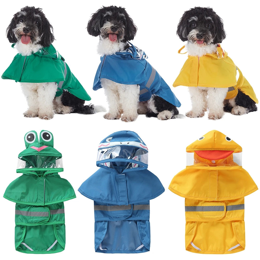 Reflective Pet Dog Raincoat, Cute Animal, Hooded, Waterproof Jacket for Large Dogs.