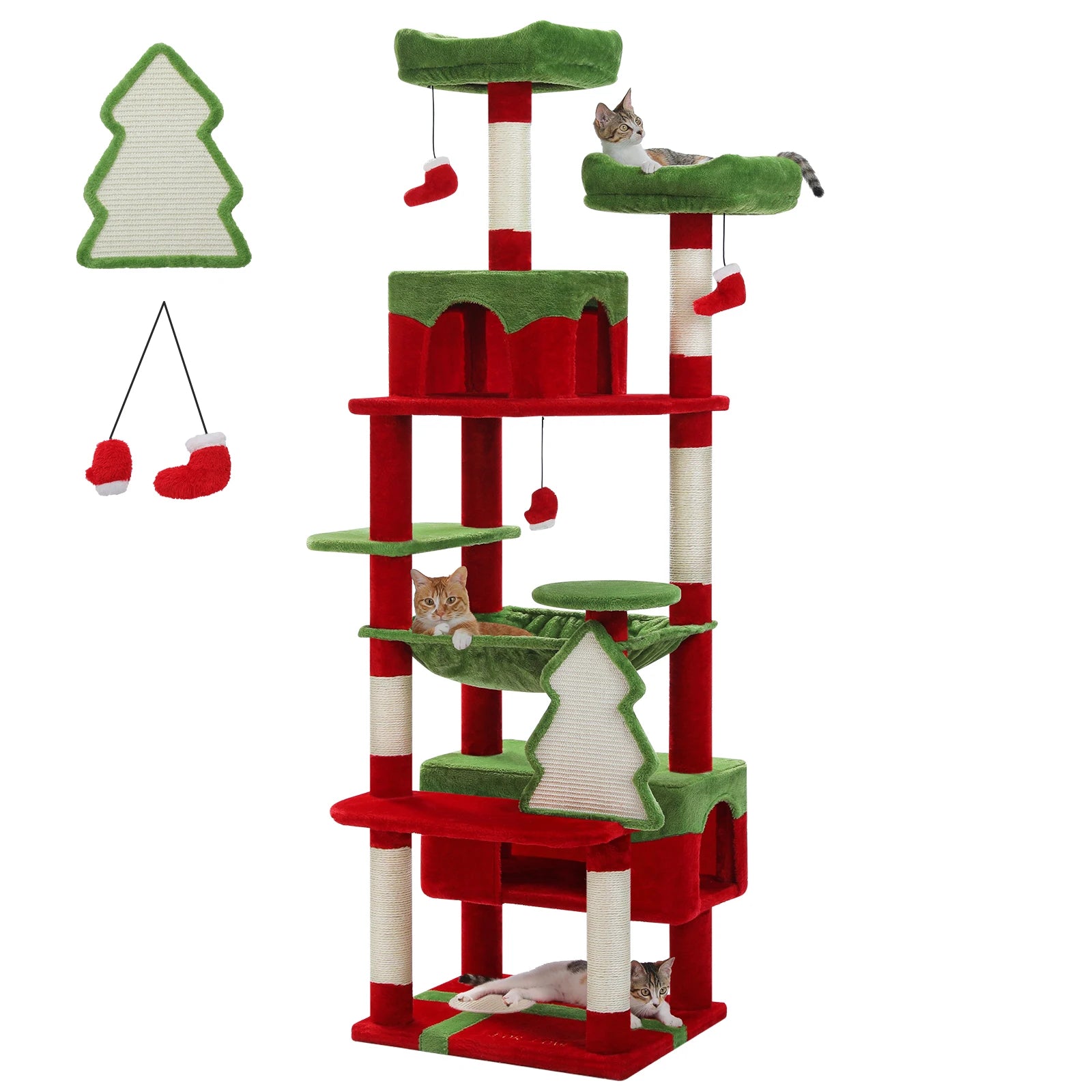 Large Cat Tree Tower Condo for Indoor Cats with Scratching Posts, Hammock, Perches and Toys.