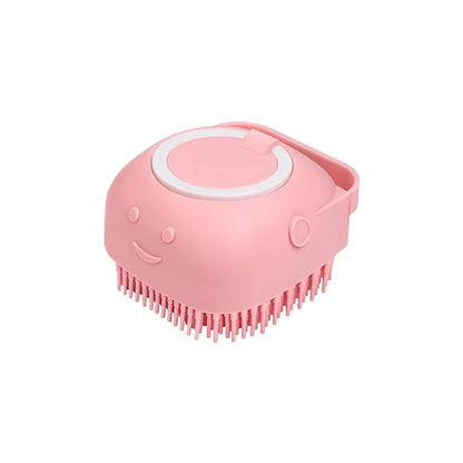 Pet Bathing Brush with Shampoo Dispenser.