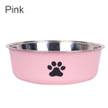 A Pet Stainless Steel Bowl  with  Paw Prints.