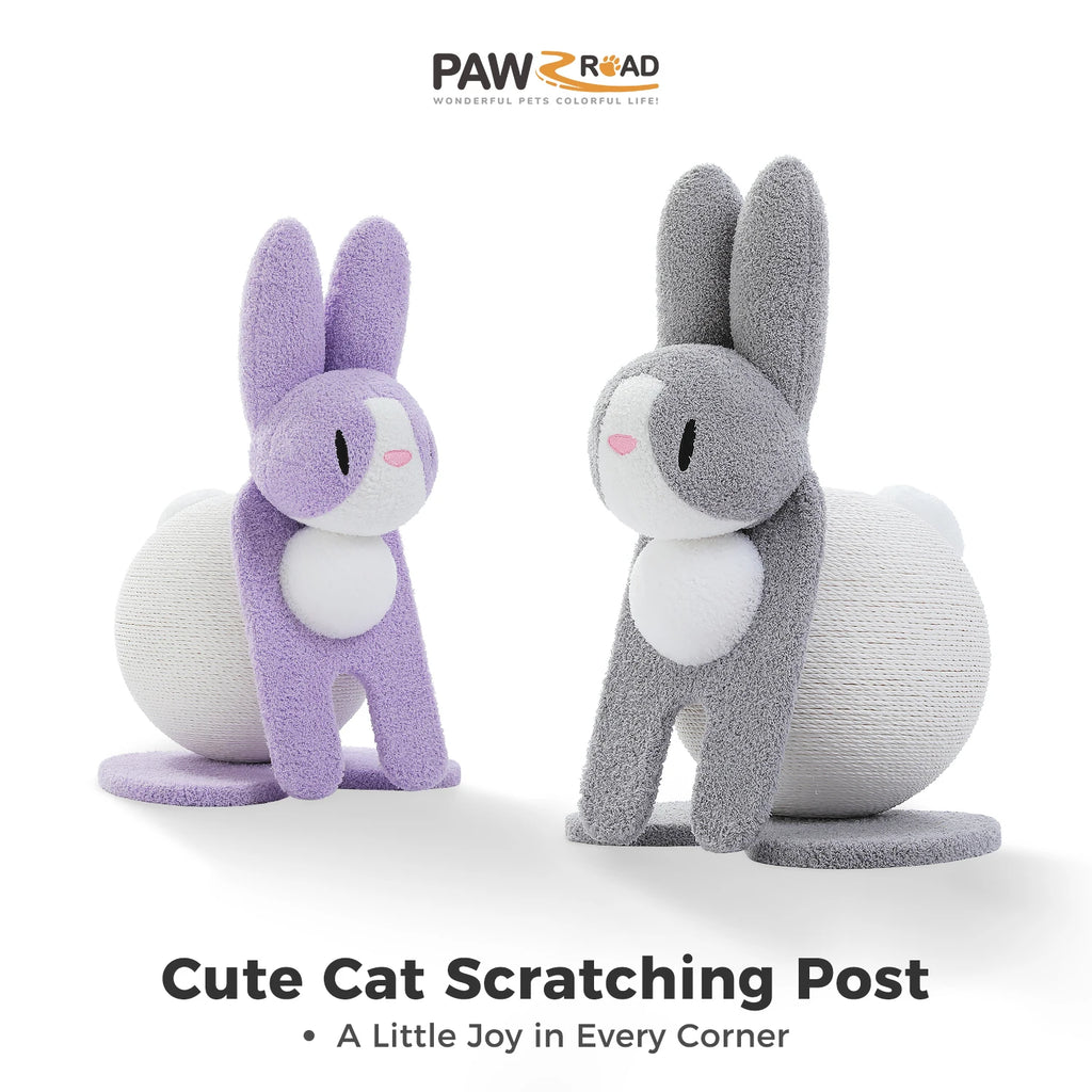 Cute Cat Scratching Posts for Indoor Kitten and Large Cat.  Ball Rabbit Cat Scratcher Toy with Paper Rope Cat Tree and Cat Toys.