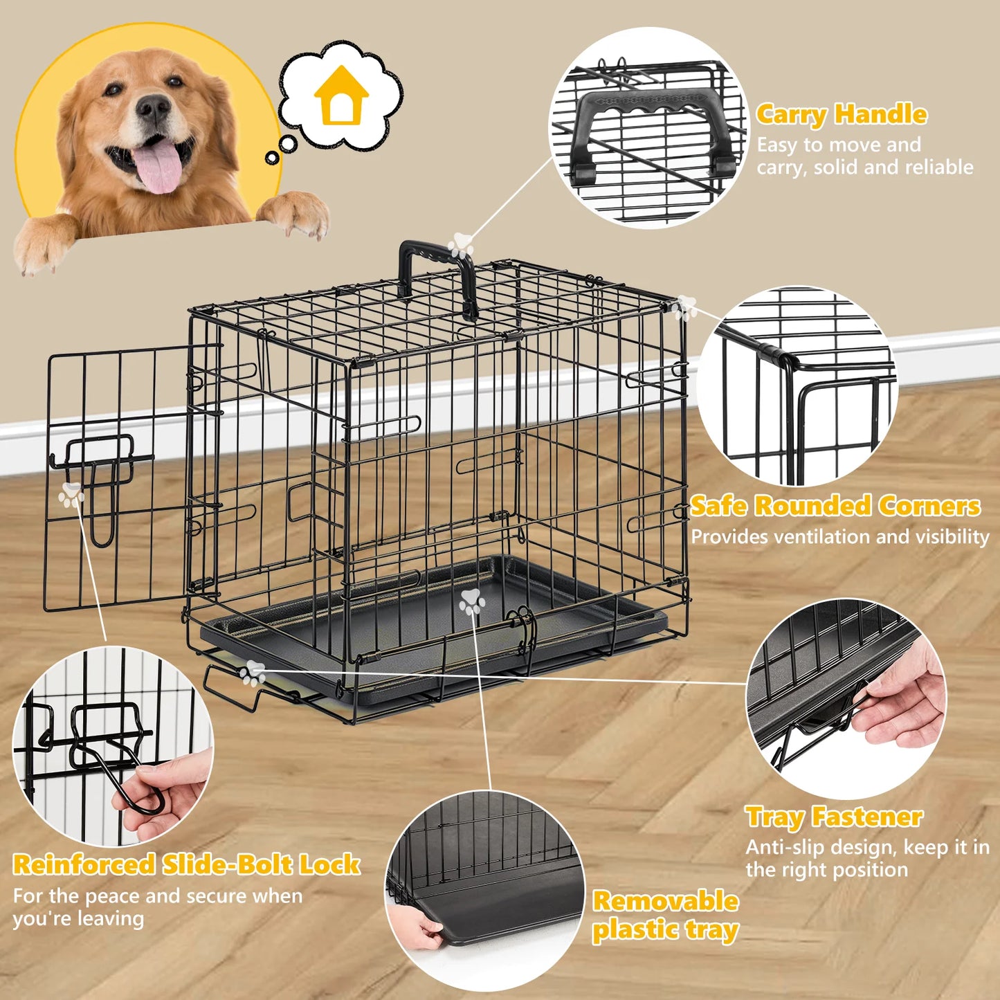 18 Inch Single Door Dog Crate Metal Pet Kennel.
