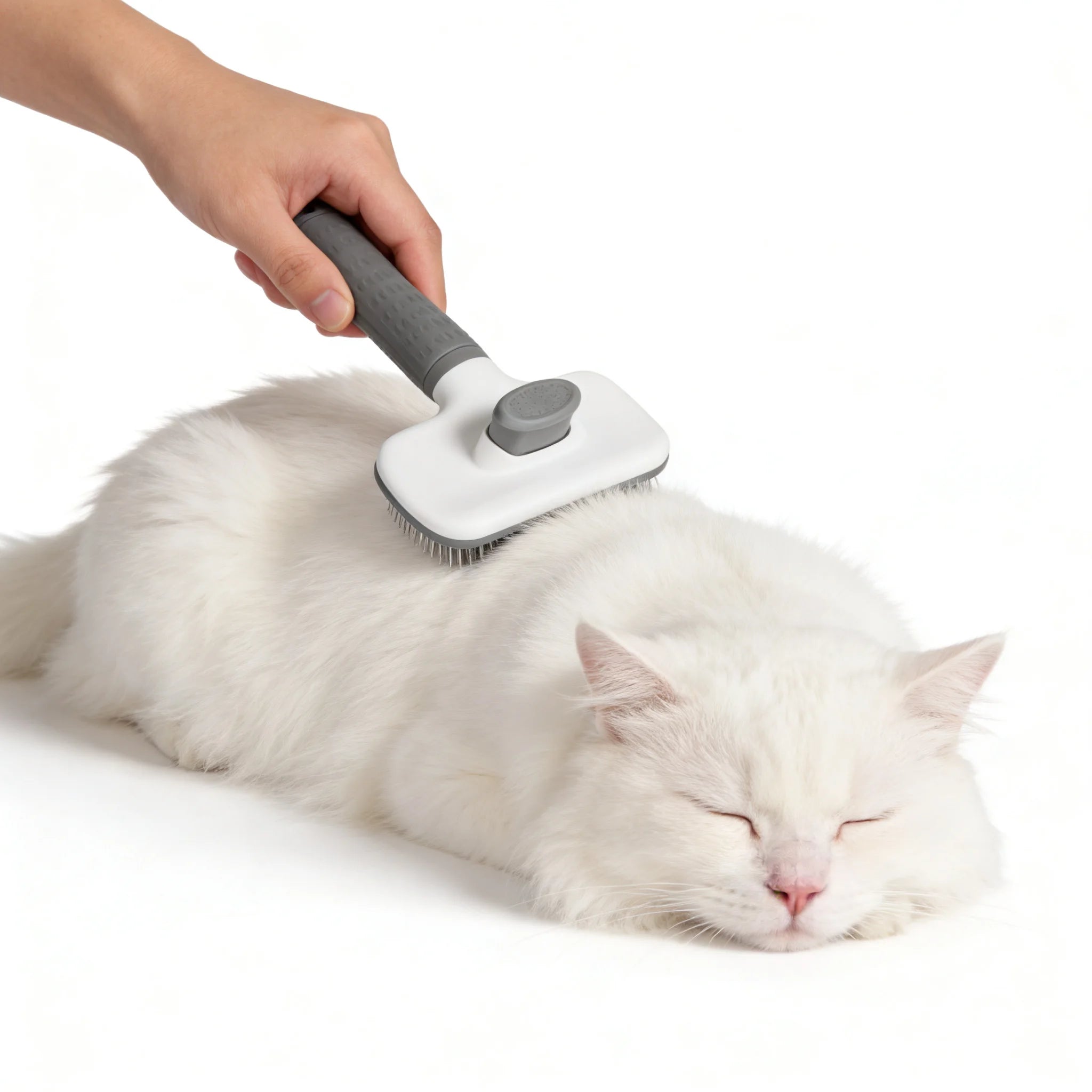 One-Step Clean Pet Grooming Brush.  Gentle Hair Remover.  Massage Tool for Dog and Cat, Long or Short Coat.