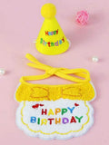 Pet Birthday Outfit for Cats and Dogs are a Birthday Bib and Party Hat.   The Bib is an Adjustable Bandana Scarf for Small Dogs, Puppies and Cats.