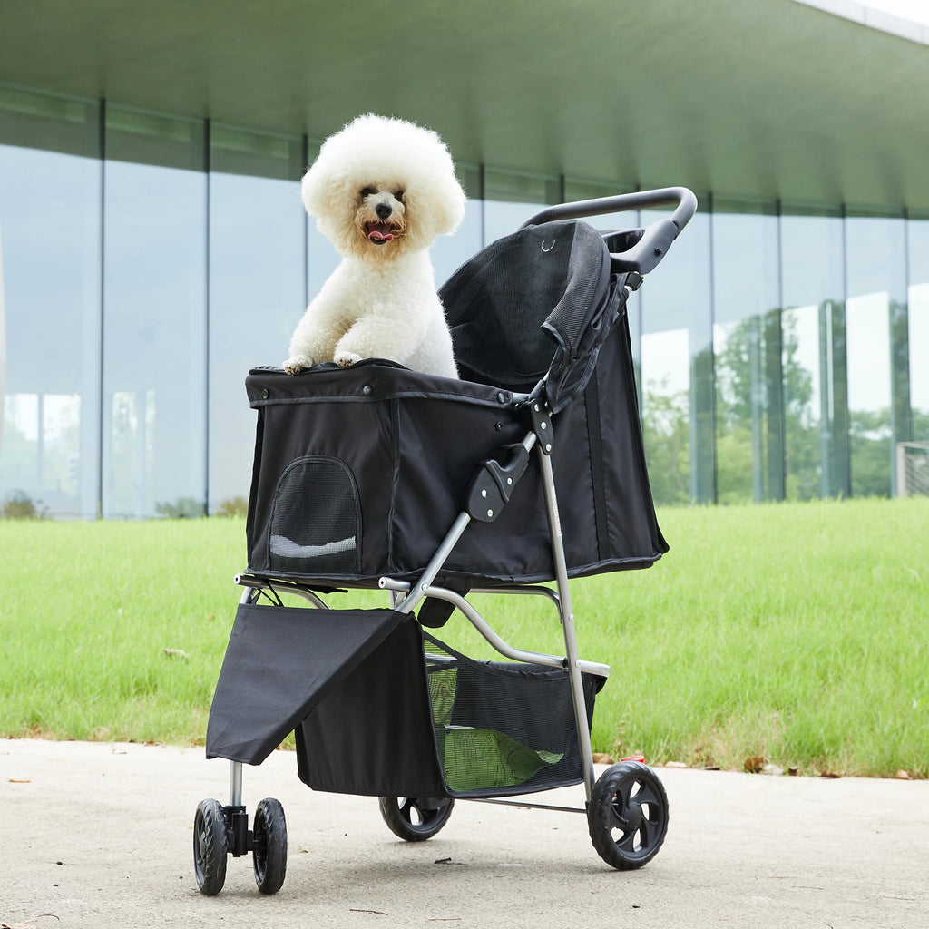 Stroller with 3 Wheels and Foldable for Small Dogs and Cats Stroller.