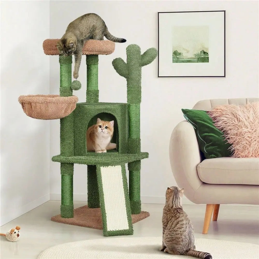 Cat Tree Tower, 5 Scratching Posts, and Perch Basket,