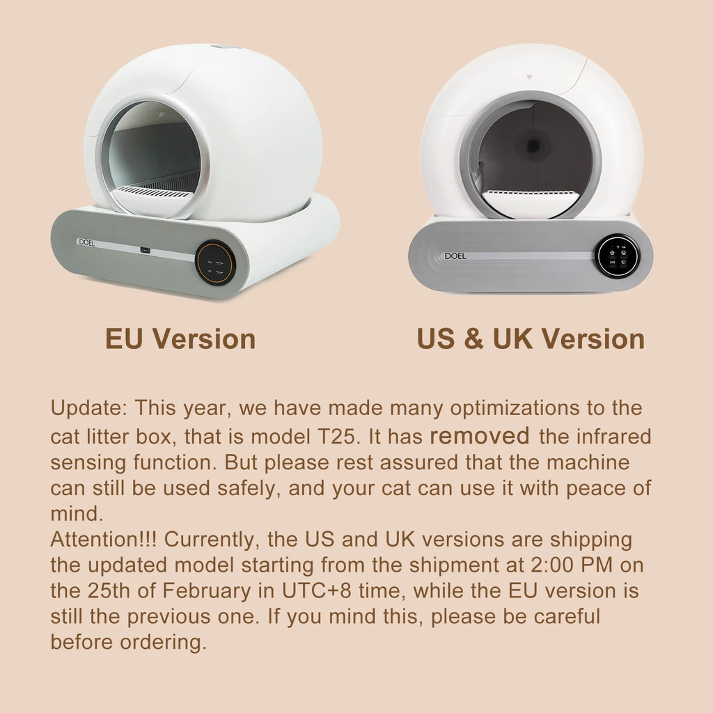 Self Cleaning Cat Litter Box with Trash Bag & Litter Mat Smart Cat Toilet Control 2.4G Wi-Fi.