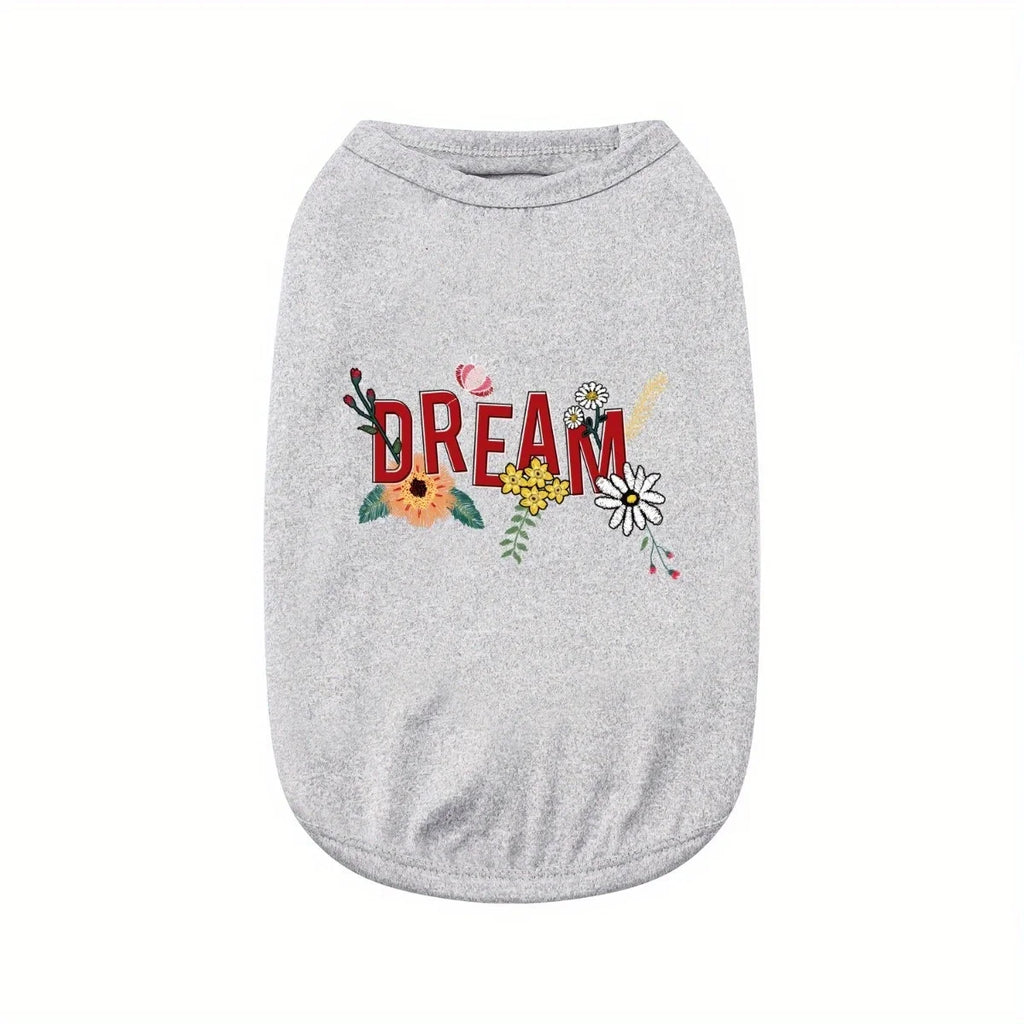 One Piece Flower Embroidered,  Letter Printed Pet Vest for Cats and Dogs.