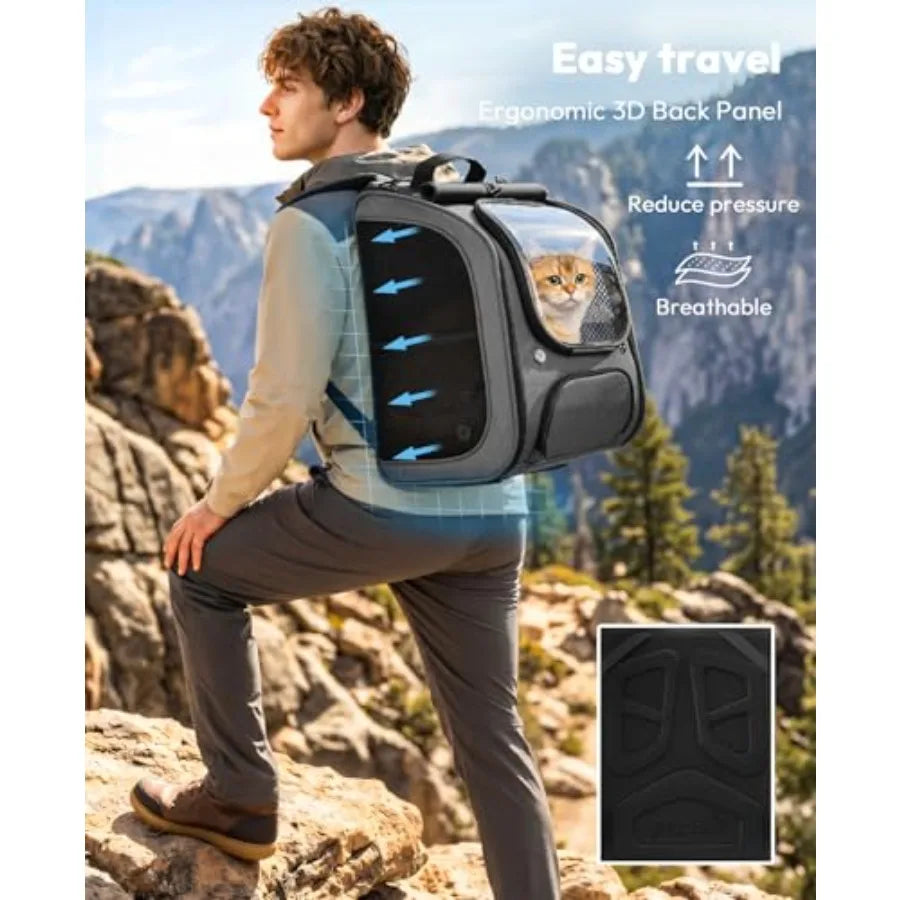 Cat Backpack Carrier, Large Space Cat Bubble Backpack, Breathable Cat Carrier, Shaded Dog Backpack Carrier, Ergonomic 3D Design