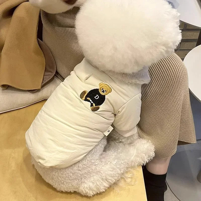 Fashion Bear Print Down Jacket for Small Dogs, Puppies and Cats.