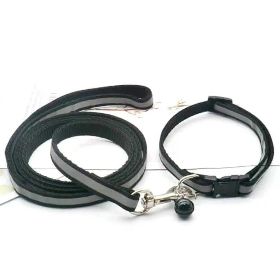 Reflective Collar and Leash Set for Cats, Small Dogs & Puppies.