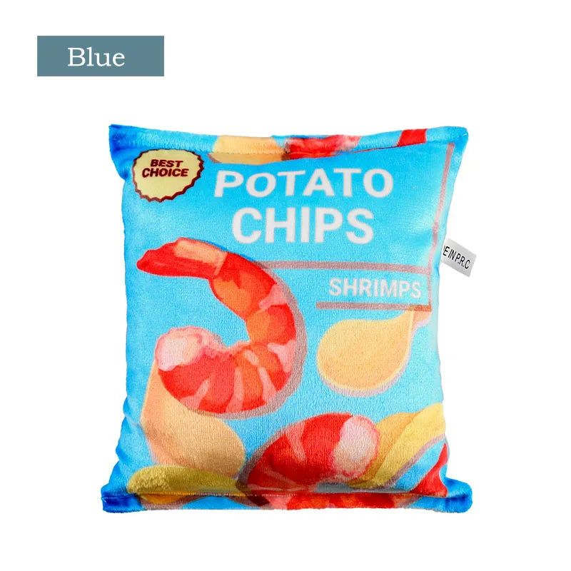 Funny Dog Toy Crisps Plush Filled with Squeaky Toy and Sounding Paper for Small and Medium Dogs.