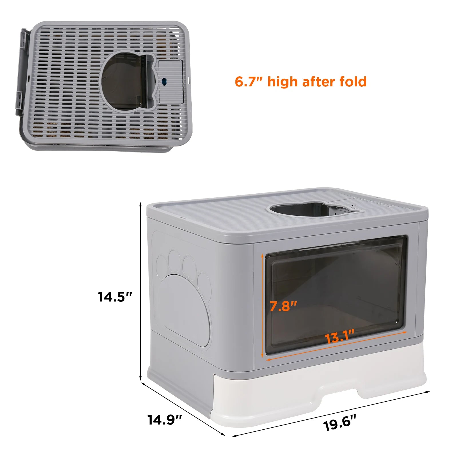 Cat Litter Box Fully Enclosed and Foldable Top.  Entry Litter Box Storage and Deodorization.  Easy to Clean.  Covered Litter Box.