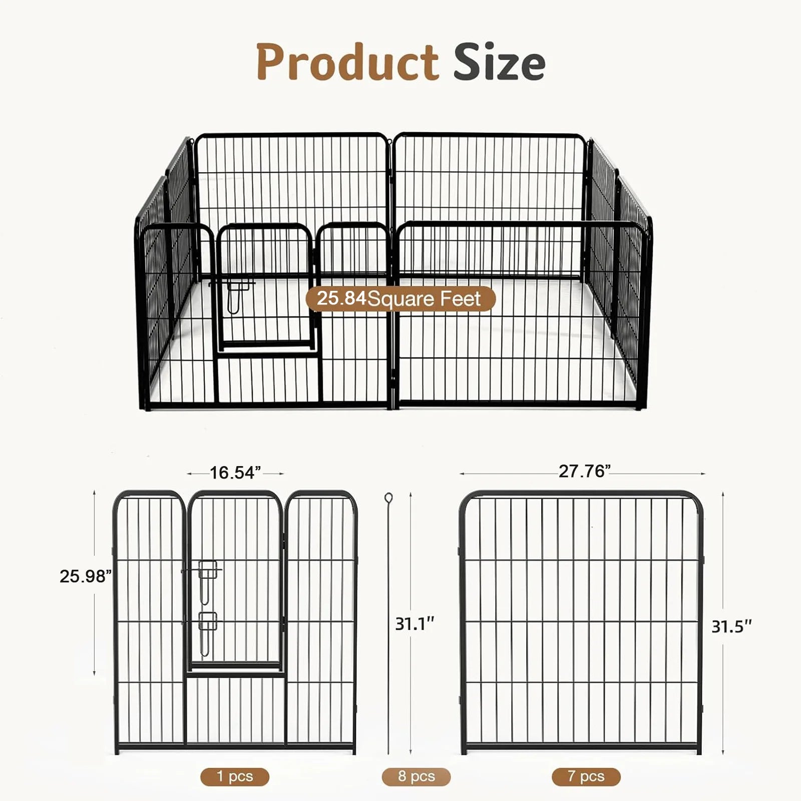 Metal Panels Outdoor Playpen for Large Dogs, Puppies, Cats and Kittens.
