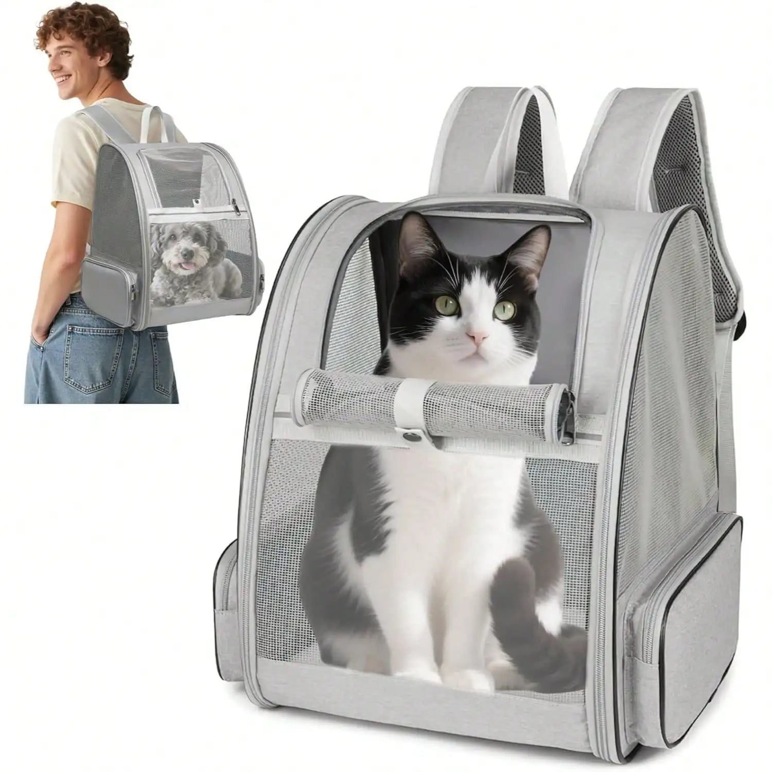 Large Cat Backpack Carrier, Backpack Suitable For Travel, Hiking, Shopping and Medical Visits.