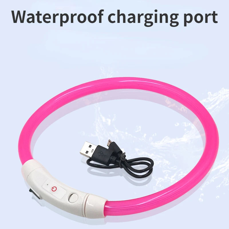 LED Pet Luminous Collar USB Charging Collar for Dog and Cat.