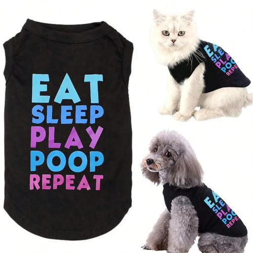 1 Piece Dog Printed T-Shirt. It is a Cute Breathable Vest T-Shirt for Spring and Summer.