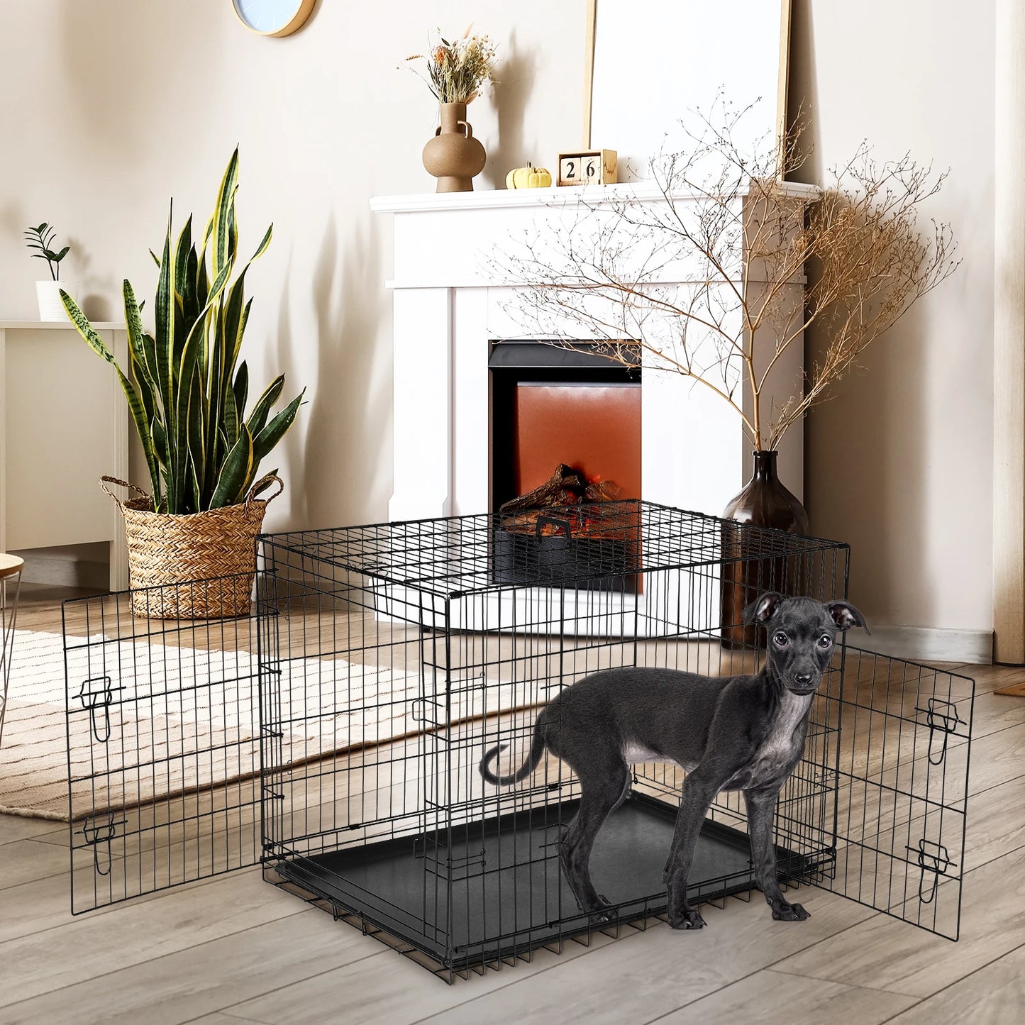 48 inch Double Door Metal Dog Kennel.