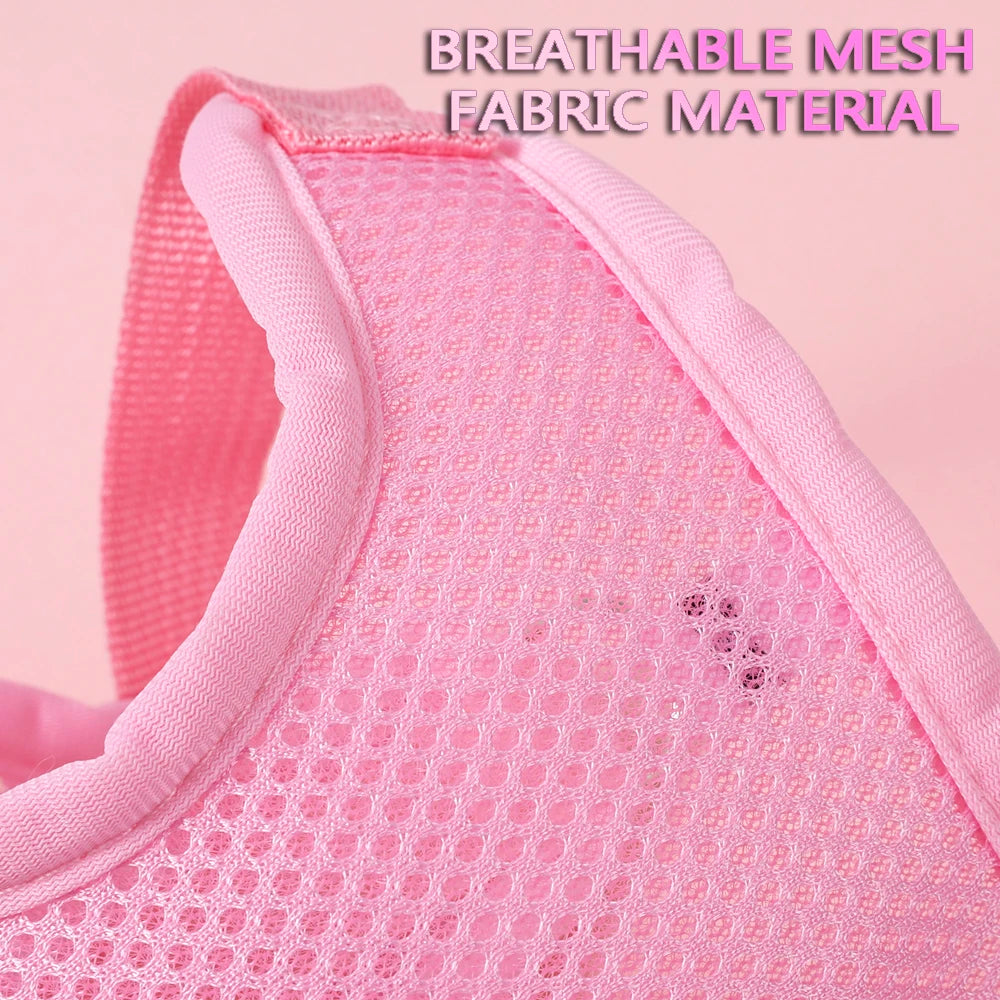 Breathable Cat Harness Set Detachable Butterfly.   Small Dog Harness Vest Set with Leash.